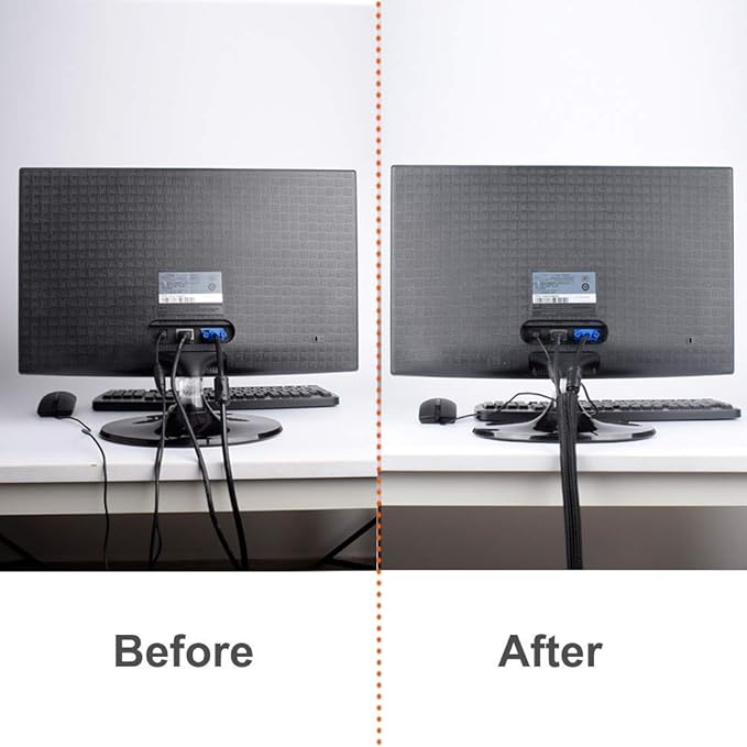 ZhiYo 20ft - 1/2 inch Cable Sleeve, Cord Wrap Wire Protector Tubing for Pets, PC Cable Wrap, Computer Cable Management Sleeve - Black