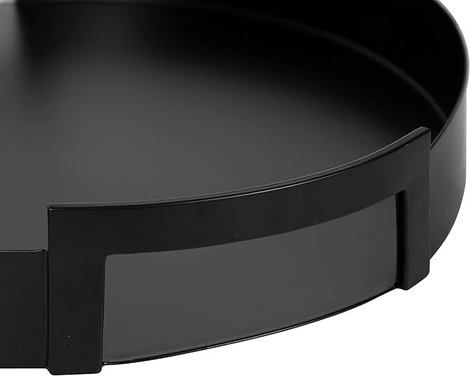 Kate and Laurel Myo Modern Round Metal Tray, 15 x 15, Black, Decorative Circular Tray for Storage and Display