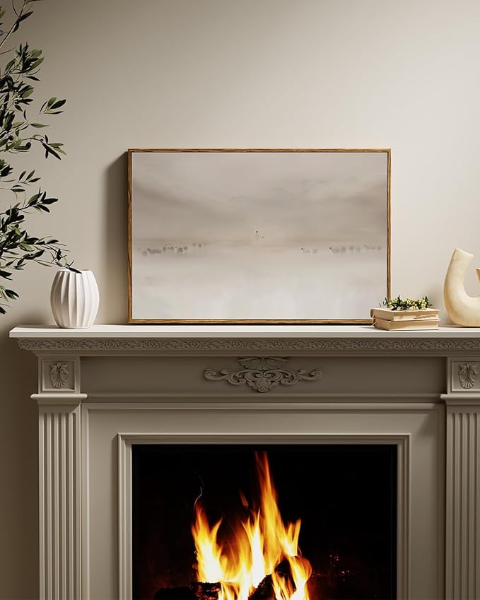 VIYYIEA Vintage Framed Canvas Wall Art, Jesus Art Prints, Modern Christian Neutral Decor for Living Dining Room Bedroom Hallway Fireplace Office Meditation Yoga, Easter Christmas Decor,16x24 Inch