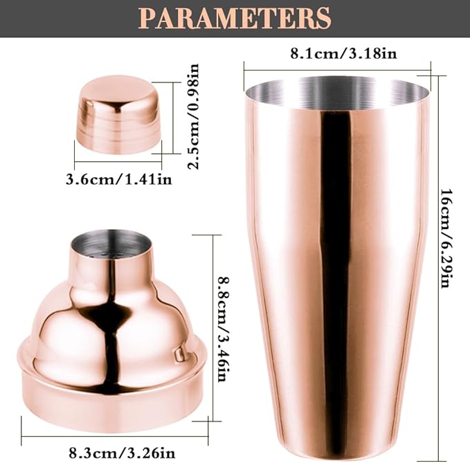 Cocktail Shaker,25 oz Drink Mixer with Built-in Strainer for Mixing Drinks Margaritas,Beginner Friendly Stainless Steel Mixer Bar Utensil Tool(rose)