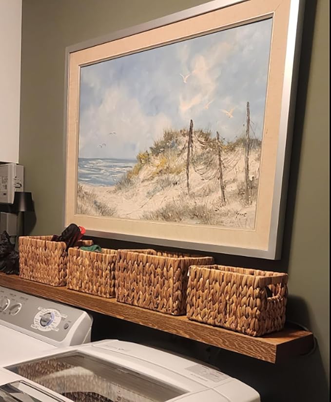 joelsantiques 60 Inch Wooden Floating Shelves for Wall - 60x6x2 in - Made of Natural Wood - Long Heavy Duty Rustic Wall Shelves for Bedroom - Perfect for Living Room, Kitchen - Medium Brown