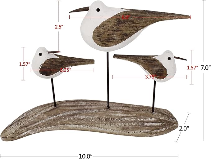 K KILIPES Beach Coastal Wood Seabird Figurine Home Office Table Desk Decor Sea Bird Sculpture Statue for Tabletop Shelf Nautical Bathroom Decoration Ornament Gift