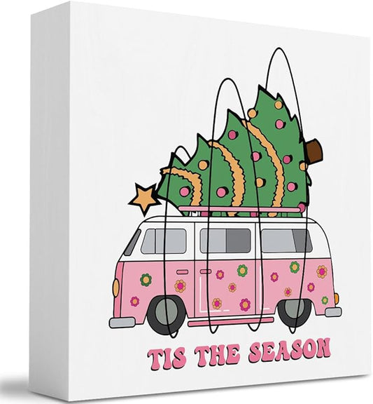 Merry Christmas Vacation Sign - Holiday Decorations and Cute Tree Decor - Xmas Decorations 5 x 5 Inch