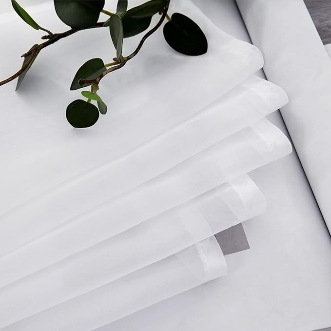 MIULEE 2 Panels Kitchen Tiers Half Window Sheer Curtains Rod Pocket Voile Drapes for Kitchen Bathroom Small Windows 29 by 40 Inch White