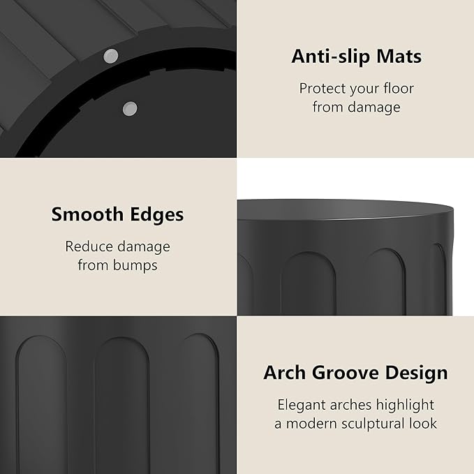 Nesting Coffee Table Set of 2, Modern Coffee Tables, Space-Saving Round Circle Coffee Tables, Side End Table for Living Room, Bedroom, Balcony, Office, Black