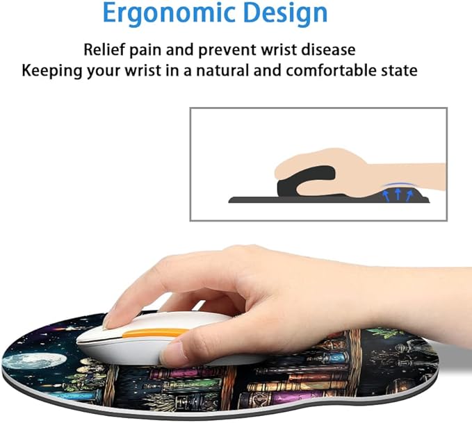 Ergonomic Mouse Pad with Memory Foam Wrist Rest Support Design,Relieve Wrist Pain Mousepad,Non-Slip Base for Laptop,Computer,Office Desk Accessories,Carpal Tunnel,Goth
