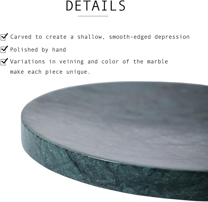 8" Natural Travertine Ring Dish Jewelry Tray for Women Gift - Marble Trinket Dish for Key Earring Nightstand - Candy,Fruit, Nut, Snack Serving Tray for Table, Home Decor (India Green Marble)