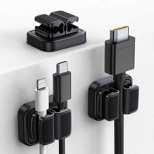 Lamicall Cord Organizer Spring Clip Holder - [1 Small Clip Hold 3 Cords] Desk Cable Management Holder, Adhesive Phone Charger Wire Keeper for Nightstand Office Car, Desk Accessories, 3Pcs