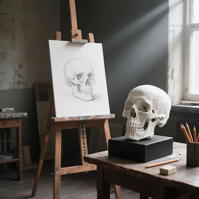 2Pack Human Skulls Head Model,Resin Skulls Decor for Home,Life Size Plastic Skeleton Head, Halloween Statue,Skull Figurine for Decorations Art