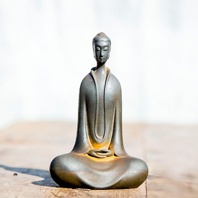 Faceless Buddha Statue, Solid Cast Iron Buddha Figurine, Indoor/Outdoor Zen Decor for Meditation & Spiritual Room