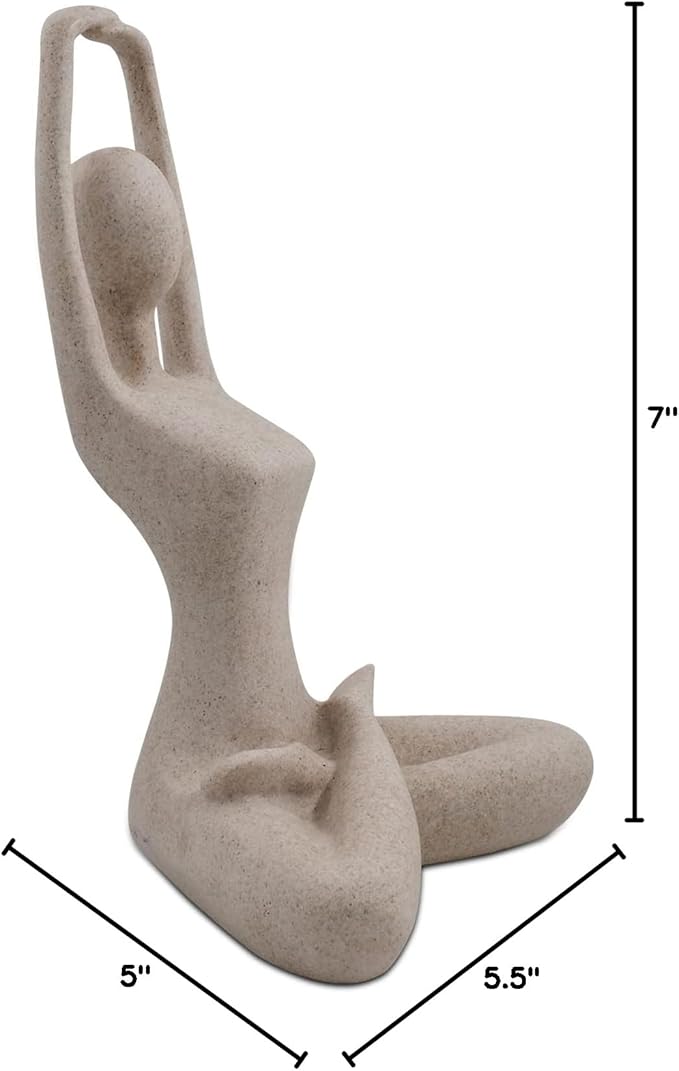 SIMON'S SHOP Yoga Lady Statue Modern Sculpture for Home Office Desk Decor Resin Sandstone Abstract Figurine Yogis Gifts 9 1/2 inches