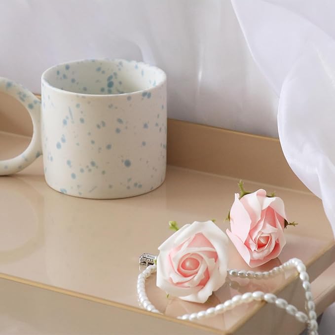 Cream Sturdy Acrylic Serving Tray with Handles-15.7x11.8Inch, Morden Plastic Rectangular Serving Tray for Coffee Table Bathroom, Ottoman, Home Decor