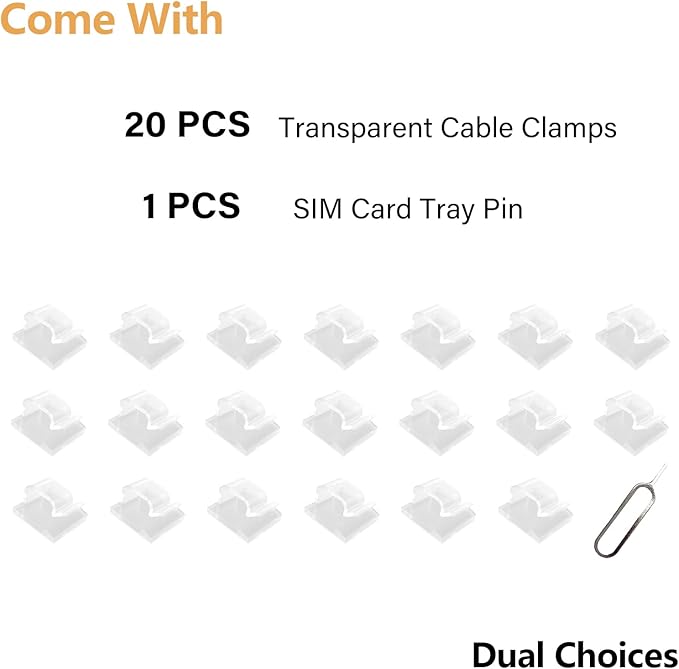 60 Pcs Clear Cable Clips with 3M Adhesive, Wire Holders Under Desk, Cord Management for Wall, Car, Ethernet, PC, Christmas Light Indoor/Outdoor