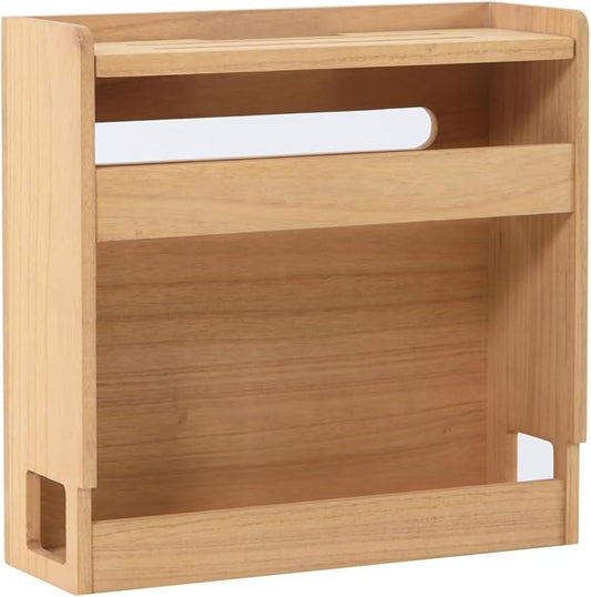 KIRIGEN Wireless Router Storage Box Multi Layer Router Organizer Shelf Wood Power Cable Management and Organizing Rack Box for Office and Home Natural (LYQ-NA)