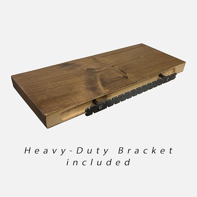 URBANDI, Rustic Floating Shelves, Set of 2, Hidden Bracket, Solid Wood, Heavy Duty, Wall Mounted Shelves, (Grey, 12Wx10D)