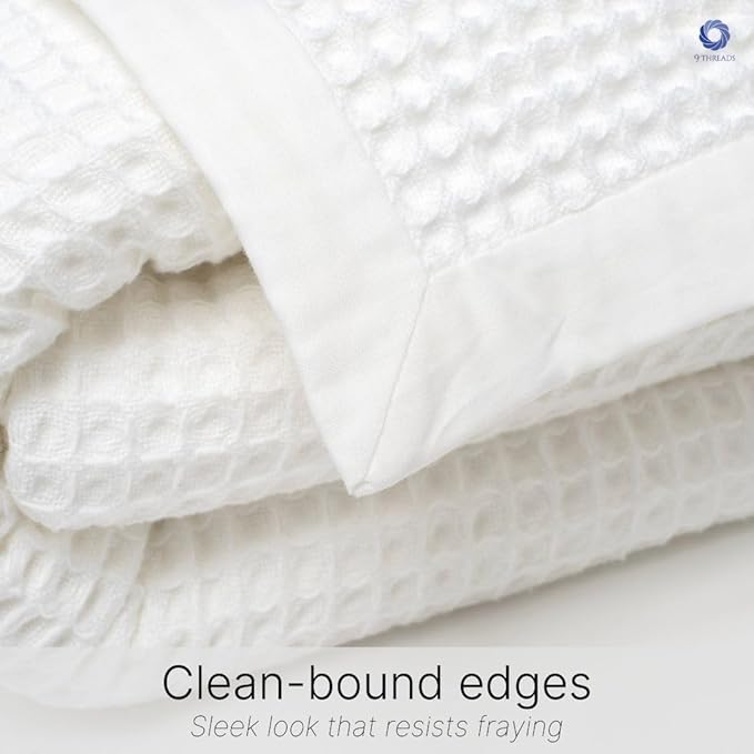 GOTS Certified Organic Cotton Waffle Weave Blanket, Twin Bed Blanket, 66"X90"Cozy Throw Blanket for Couch, Modern Home Decor, Throw Blankets, Comfy Waffle Blanket & Soft Bed Blankets - White