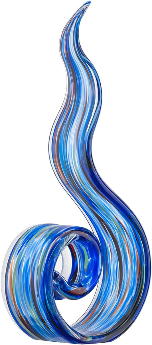 11.4" Tall Hand-Blown Glass Sculpture Murano-Style Sculpture Art Ornament Statue Figurines Home Decor Accent Piece Coastal Ocean Nautical Home Decor,Shelf,TV Stand,Tabletop Centerpieces,Wonderful Gift