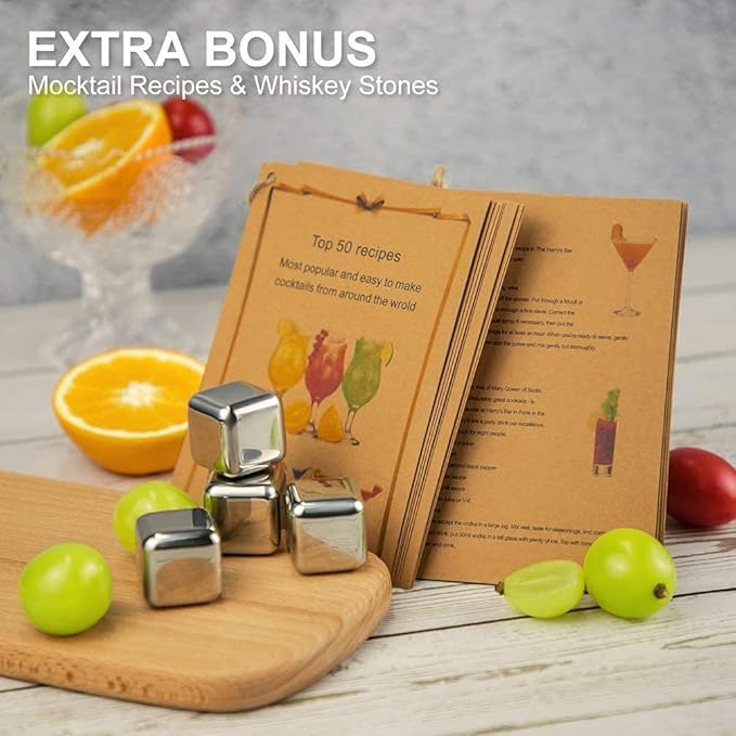 Cocktail Shaker Set with Stylish Stand, 25oz 17 Pieces Bartender Kit Professional Stainless Steel Bar Tool Set for Mixed Drink, Gift for Man Dad, Father's Day, Christmas Day