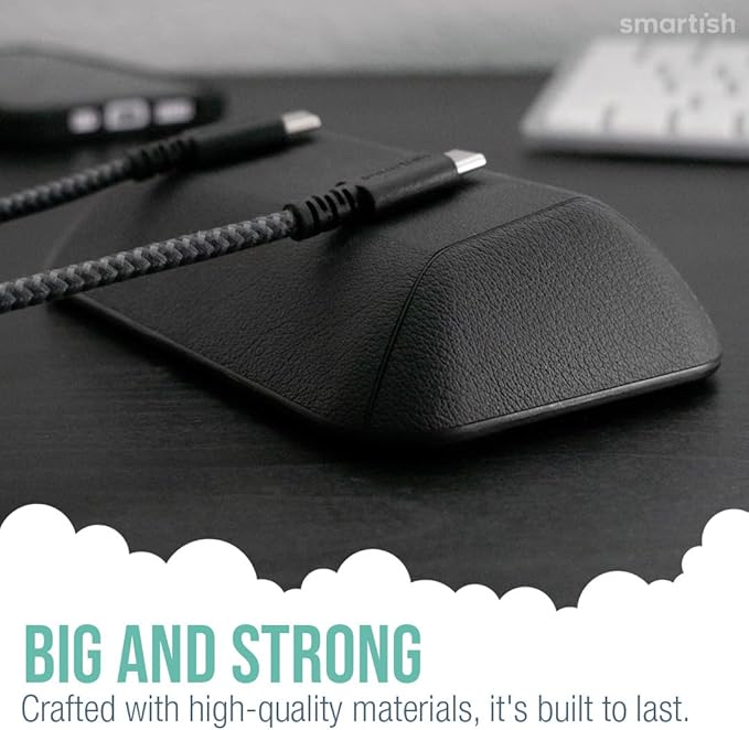 Smartish® Magnetic Cord Holder - Bigger Cable Wrangler Organizer with Magnet Clips for Charger Management on Desktop, Nightstand, or Side Table - Holds 6+ Cables - Black Tie Affair