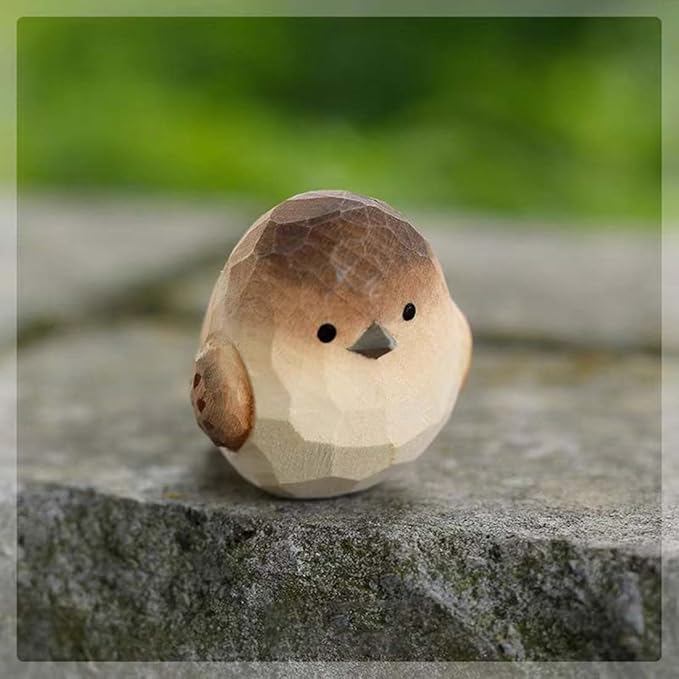 Bird Figurines Small Bird Figurines Home Decor Hand Carved Painted Wooden Statues for Home Decor, Gift for Bird Lovers,Housewarming, Birthday, Christmas (Grey)