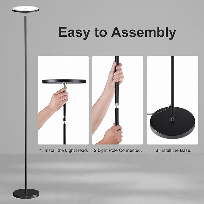 SUNMORY Floor Lamps for Living Room, 32W/3000LM Super Bright LED Floor Lamp with Remote Control, 69" Tall Standing Lamp with Stepless Dimmable, Modern Torchiere Corner Lamp for Bedroom, Office