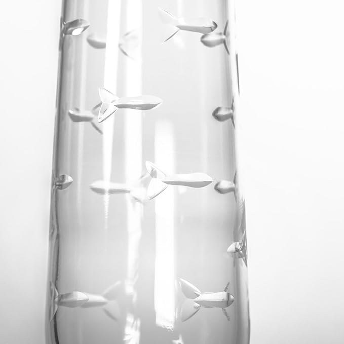 Rolf Glass School of Fish 8.5oz Stemless Champagne Flute Glasses | Toasting Flute Glasses | Lead-Free Glass | Etched Flute Glasses | Proudly Made in the USA (Set of 2)