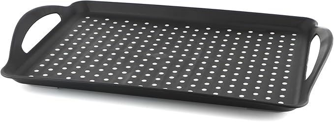 MDLUU Non-Slip Serving Tray with Handles, Food Serving Platter, Set of 2, Black