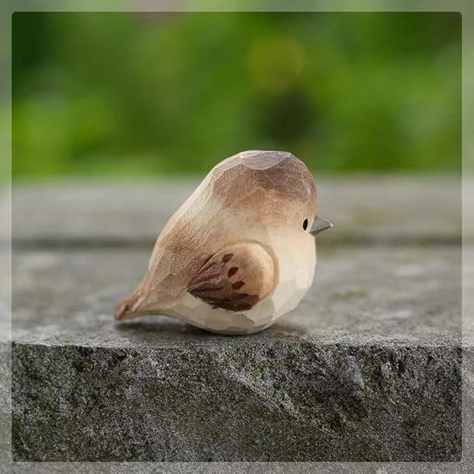 Bird Figurines Small Bird Figurines Home Decor Hand Carved Painted Wooden Statues for Home Decor, Gift for Bird Lovers,Housewarming, Birthday, Christmas (Grey)