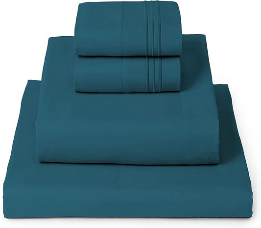Mellanni Queen Sheets Set - 4 PC Iconic Collection Bedding - Hotel Luxury, Extra Soft, Cooling Bed Sheets - Wrinkle, Fade, Stain Resistant (Queen, Teal)