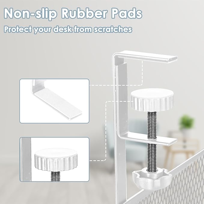 Under Desk Cable Management Tray, Cable Management Under Desk No Drill, Wire Management Tray with Clamp, Cord Organizer for Home Office, White