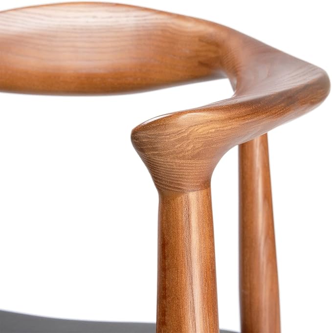 Kennedy Armchair Upholstered Dining Chair, Presidential Mid-Century Modern Accent Chair in Chestnut
