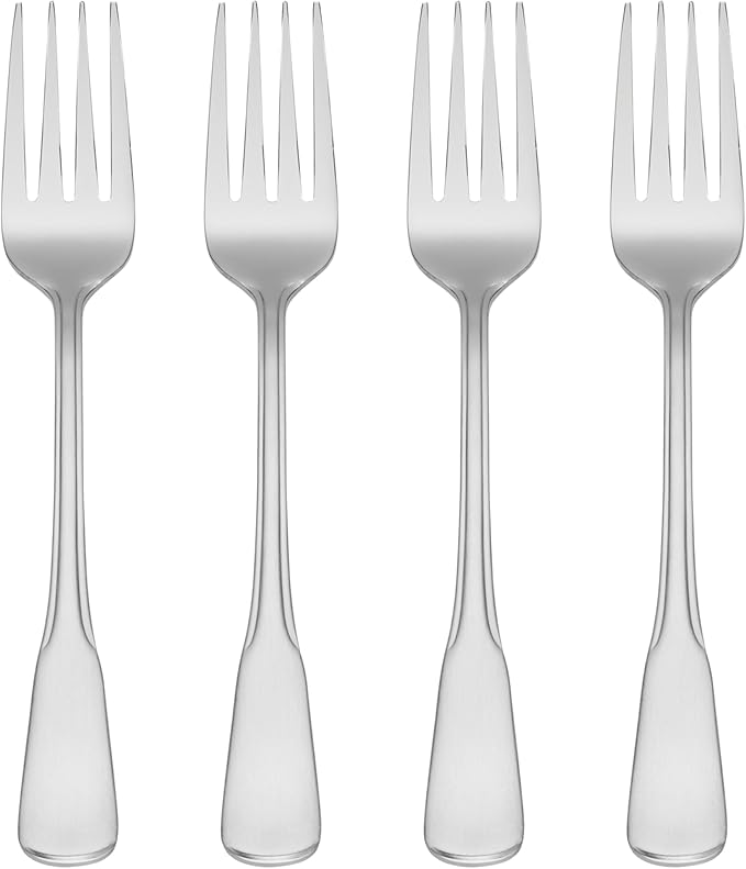 Oneida Silverware Set, Colonial Boston Everyday Flatware 4-Piece Salad Forks Set, Service For 4, 18/0 Stainless Steel, Mirror Finish, Dishwasher Safe, Home And Kitchen Utensils (Silver, 4 Piece)