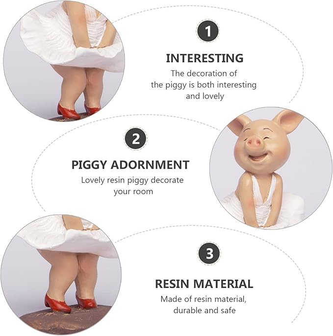 Pig Statue Mini Pig Figurine, Resin Home Decor, Lucky Animal Garden Statue for Micro Landscape （Skirt Pig）