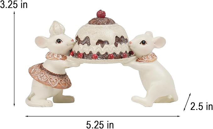 Braxio Christmas Decorations Indoor Home Decor - Resin Cute Christmas Mouse Holding Cake for Women Coffee Table Desk Christmas Decor 5.5 * 2.5 * 3.5 Inch