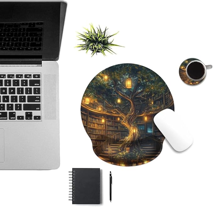 Ergonomic Mouse Pad with Memory Foam Wrist Rest Support Design,Relieve Wrist Pain Mousepad,Non-Slip Base for Laptop,Computer,Office Desk Accessories,Carpal Tunnel,Pretty Forest