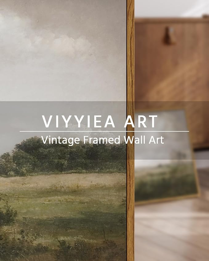 VIYYIEA Nature Framed Wall Art, Wilderness Vintage Art Decor Room Aesthetic, 12x16 Inch Canvas Print Artwork, Farmhouse Landscape Painting Wall Decor for Bedroom Bathroom Office