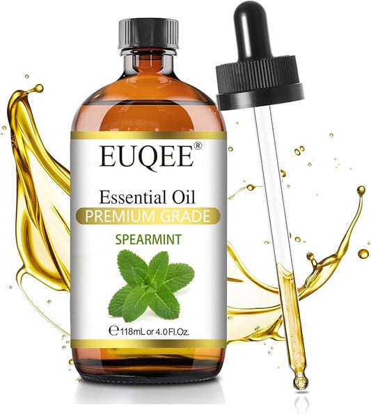 EUQEE Spearmint Essential Oil Premium Grade Spearmint Oil Essential Oil with Glass Dropper, Great for Humidifier, Candle Making, Diffusers (118mL/4oz)