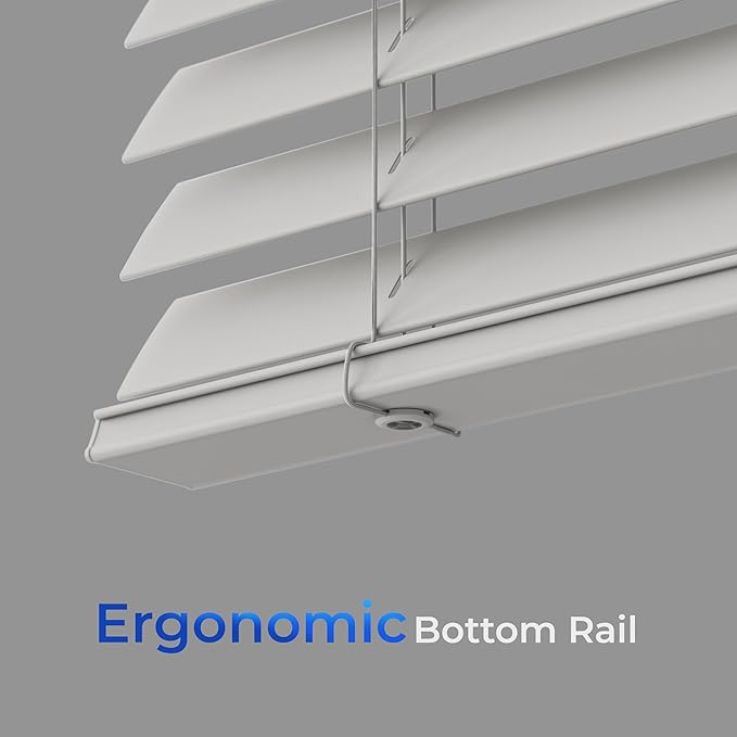 2 Inch Cordless Room Darkening Faux Wood Blind - 53.25" W x 72" L - Gray, Over 1,000 Custom Sizes Starting at 18.97, Inside or Outside Mount, Venetian Shades for Interior Windows by Lumino