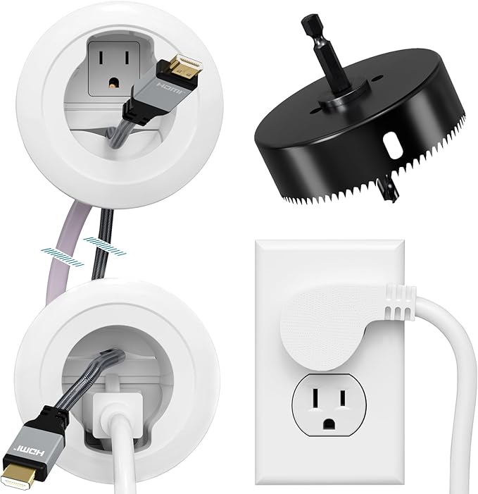 in Wall Cable Management Kit, Power & Low Voltage Wire Organizer with Hole Saw Drill for Easy TV Wall Mounting, TV Cord Hider for Wall & Clean Look