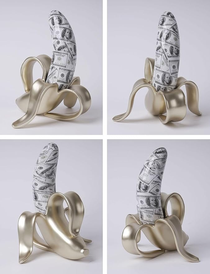 Abstract Sculpture Decor Modern Arts Banana Figurine Table Centerpiece Statue Polyresin 13.4 inch