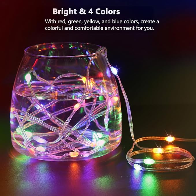 Battery Operated String Lights (2 Pack), 33ft 100 LED Fairy String Lights Battery Powered w/Remote & Timer for Indoor Outdoor Christmas Trees Wreath Decoration Bedroom Patio - Multicolor