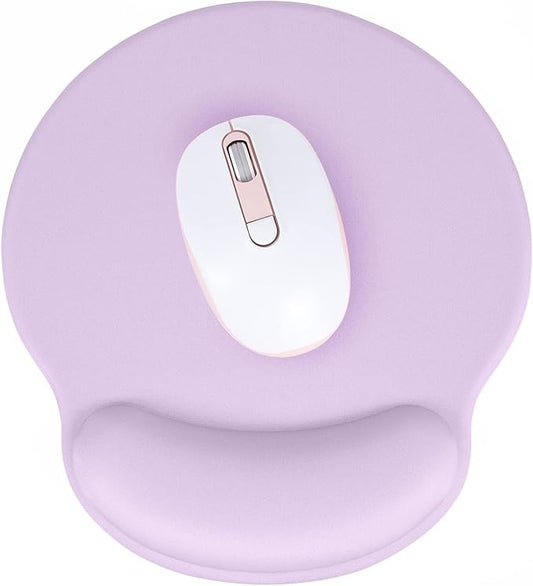 Hsurbtra Ergonomic Mouse Pad with Wrist Rest Support, Gel Mouse Pads with Non-Slip PU Base, Pain Relief Memory Foam Computer Mat, Cute Office Supplies Desk Decro Accessories, Vanilla Purple