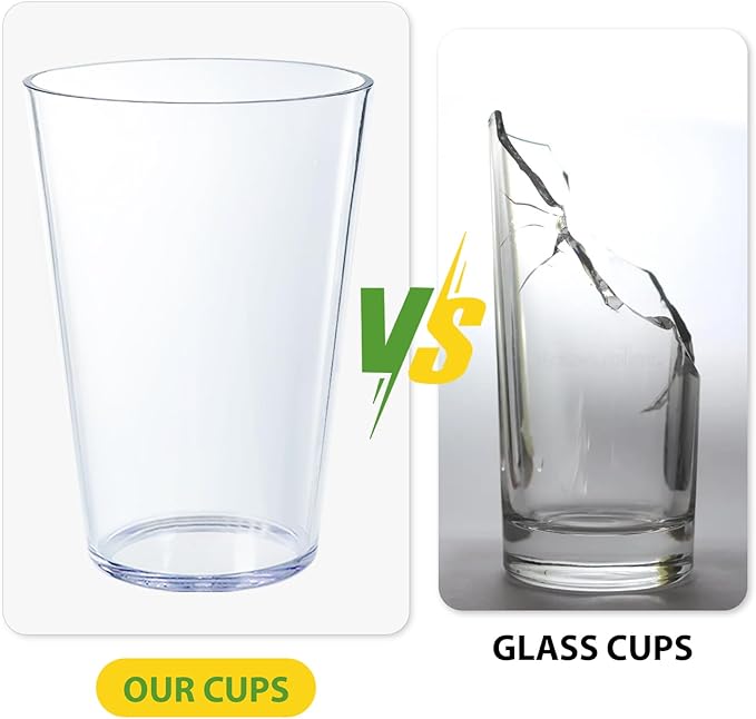 32 OZ Large Plastic Cups Reusable，Shatterproof Drinking Glasses, Stackable Glasses Drinking Set, Plastic Cups for Kitchen,Poolside,Party, House,BPA-Free,Dishwasher Safe,Sets of 6