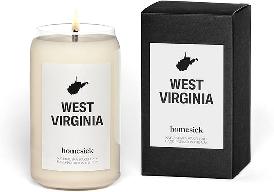 Homesick Premium Scented Candle, West Virginia - Scents of Bourbon, Maple, Chocolate, 13.75 oz, 60-80 Hour Burn, Natural Soy Blend Candle Home Decor, Relaxing Aromatherapy Candle