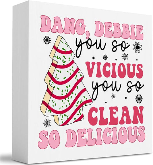 Pink Christmas Vacation Sign Pink Christmas Tree Sign Christmas Vacation Movie Decor Xmas Vacation Sign Merry Xmas Decorations Sign 5 x 5 Inch