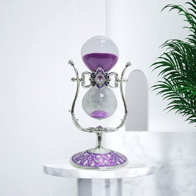 Sanduhr 30 Minuten,Hour Glass,360° flip Metal Vintage Hourglass,Hourglass Decor,for Home Decoration Office Desk Wedding Party Decor Kitchen Timer (Purple Sand)