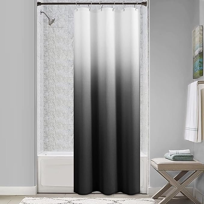 Small Stall Black Men Shower Curtain 36 inch Wide Bathroom Bath Grey Curtain Set Geometric Black and Gray Curtains Narrow Half 36x72 inches