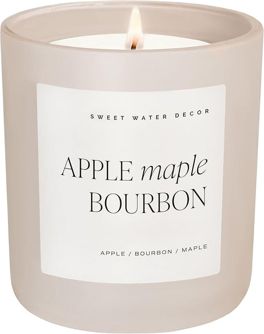 Sweet Water Decor Autumn Candle - Candles for Home Scented - Apple Maple & Bourbon Candle - Long Lasting 70 Hours Burn Time Candle Soy Wax - Decorative Candles Scented for Fall - Designed in USA 15oz