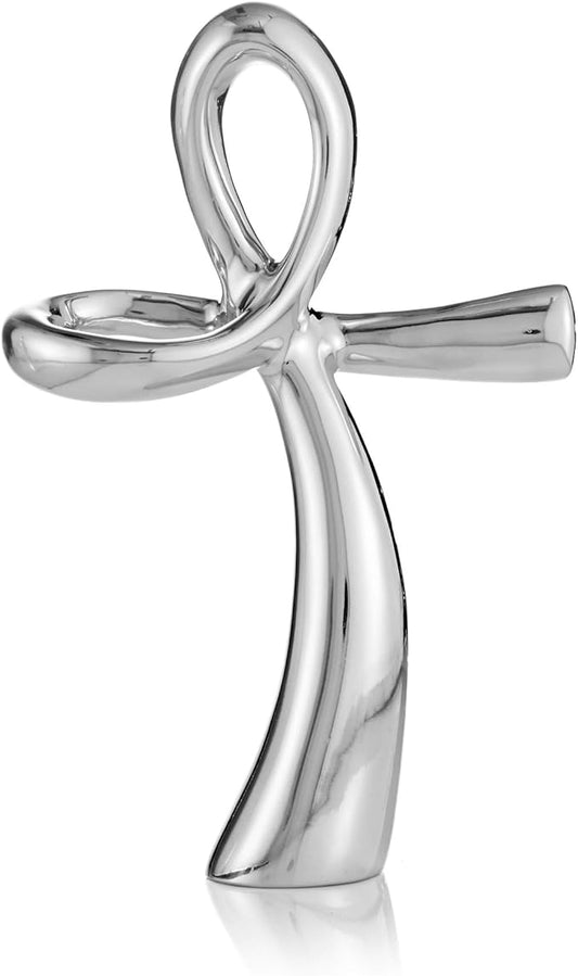 Nambé Sculptural Standing Cross – Religious Holiday Decoration, Spiritual Accent for Mantels, Tables, or Shelves, Collectible Nambé Alloy Design for Elegant Christmas Home Decor