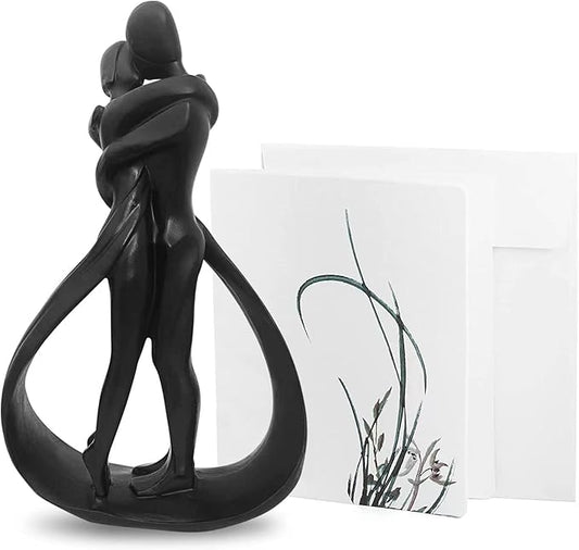 Resin Couple Modern Sculptures Home Decor Romantic Gift for Weddings Valentine's Day and Anniversaries Decoration Figurine for Girlfriend, Bridal Shower, Engagement (Black)